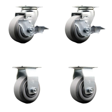 Service Caster Tool Box Caster Wheel Set 4'' Thermoplastic Rubber Swivel Casters, 4PK TOOL-SCC-20S420-TPRRF-TLB-2-R-2